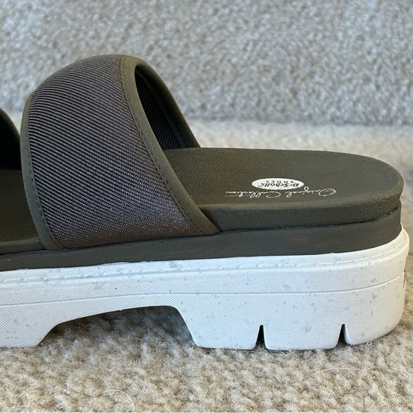 Dr School Suede Blend Olive Terrain Lug- Sole Cushion Platform Slide Sandals NEW - Picture 10 of 16